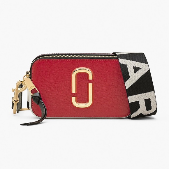 Marc Jacobs The Snapshot Leather Crossbody Bag - True Red Multi - Picture 1 of 10